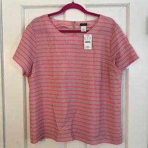 J.Crew, top, pink/ cream, Lg, NWT